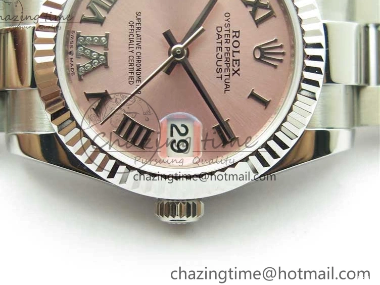 MiroTime 0124 Datejust 31mm 278271 SS BP Maker Best Edition Pink Roman Dial on Oyster Bracelet Vibrant 2748